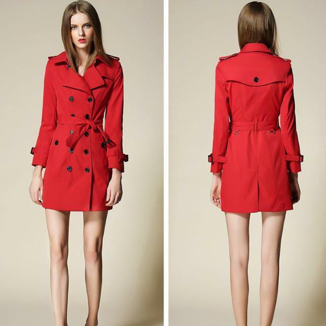 red burberry trench