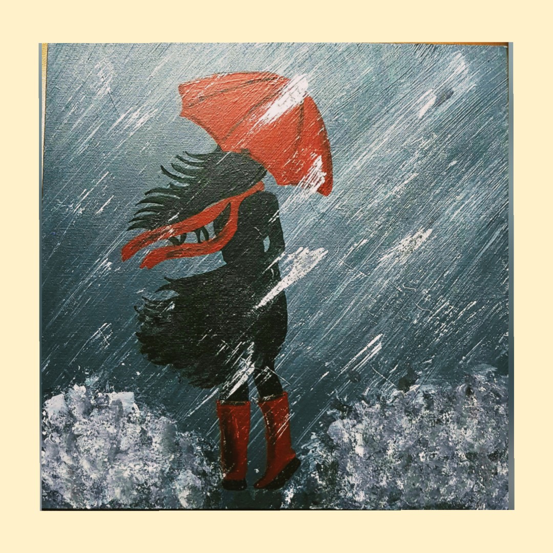 Canvas Painting Girl In Red Scarf Design Craft Art Prints