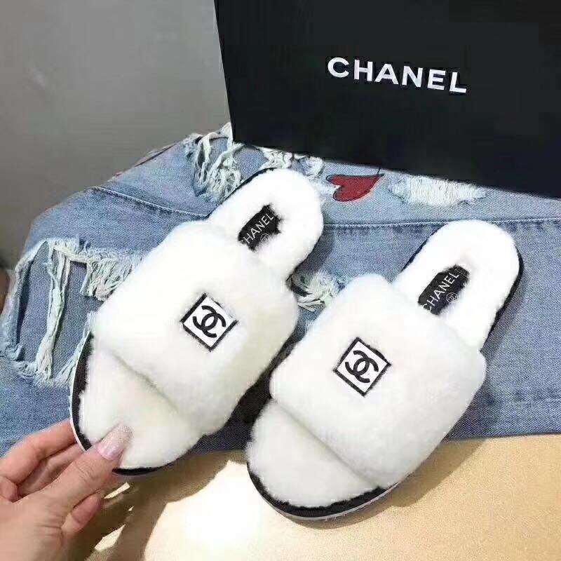 Chanel Fur Slipon Slippers, Luxury, Apparel on Carousell