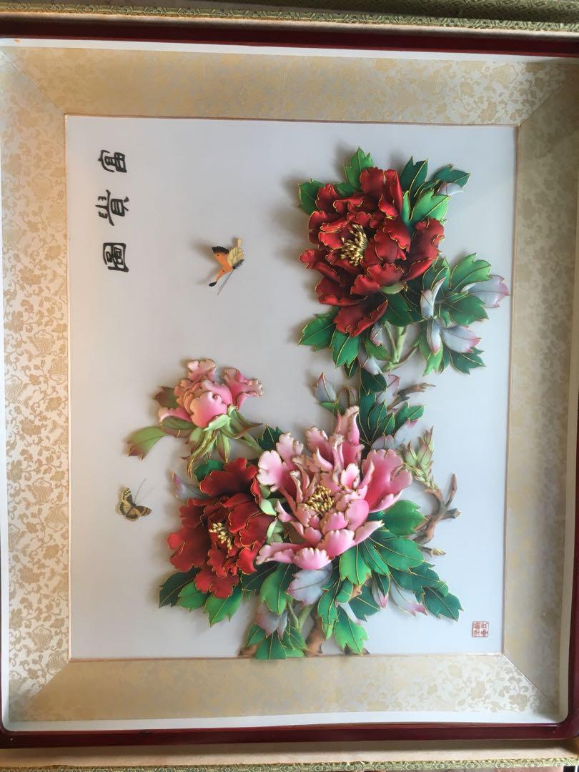 Chinese 3d Flower And Butterfly Painting Furniture Home Decor