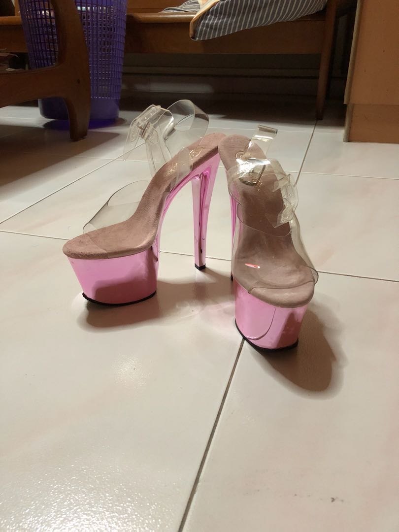 Chrome Pink Pleaser pole-dancing shoes 