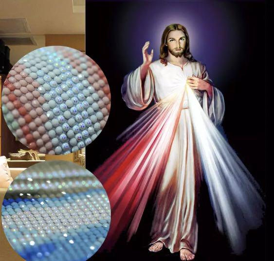 Diy 5d Diamond Painting Divine Mercy With Frame Rp02 Design Craft Art Prints On Carousell