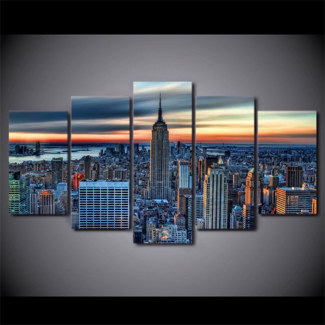 Framed Printed New York City Sunset Life Cityscape Landscape Poster For Room Decoration Artwork Design Craft Art Prints On Carousell