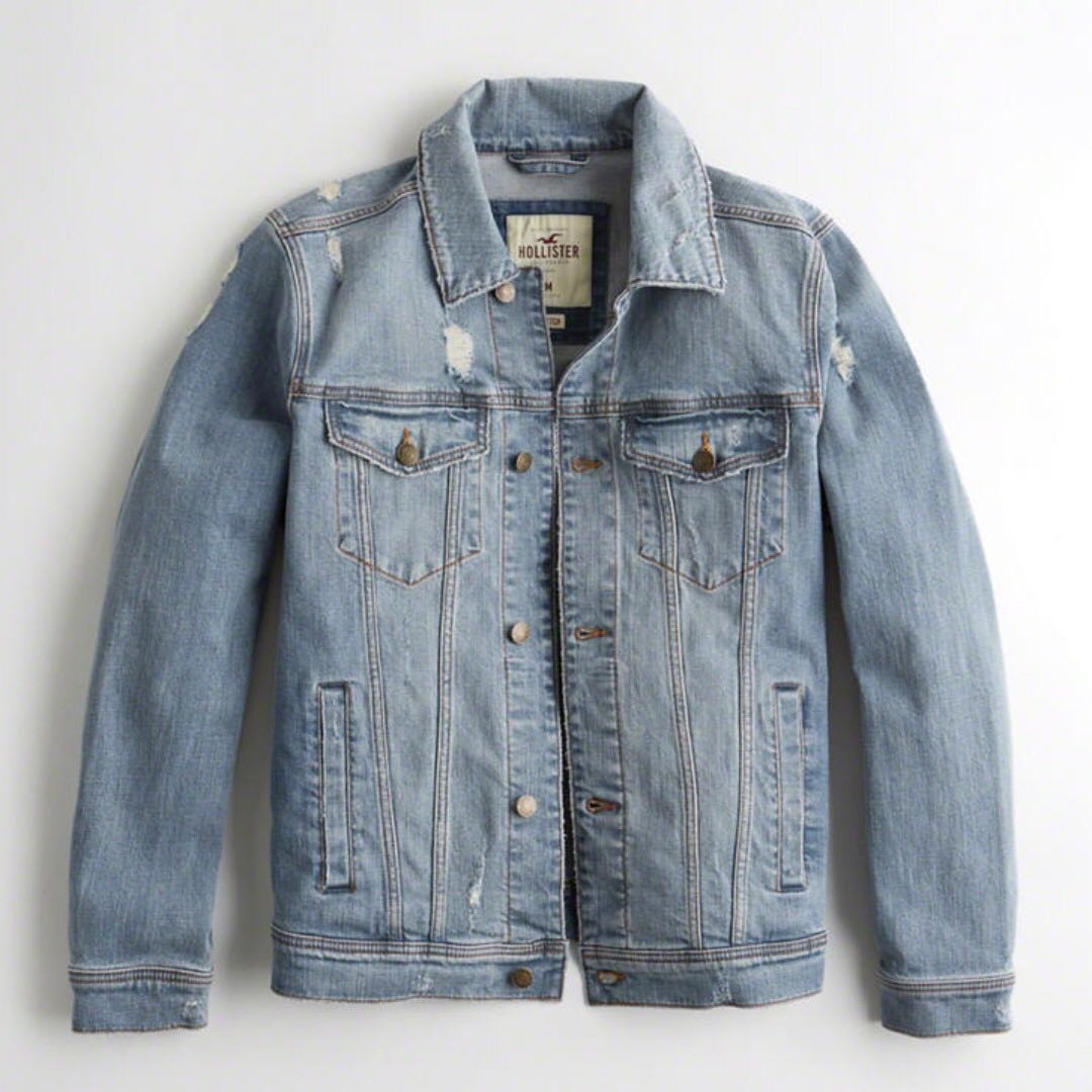 Hollister Ripped Denim Trucker Jacket Men s Fashion Coats