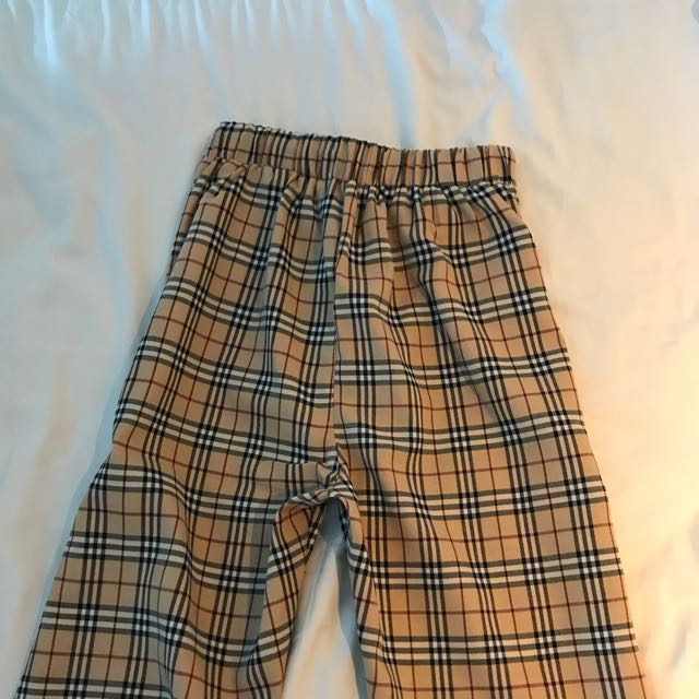 plaid pants beige