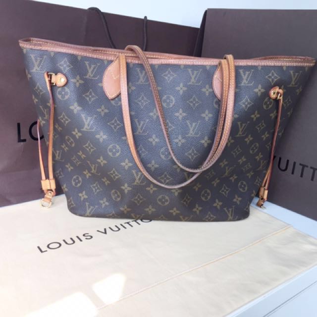 Authentic Louis Vuitton Neverfull MM Monogram M40156 No Adjust