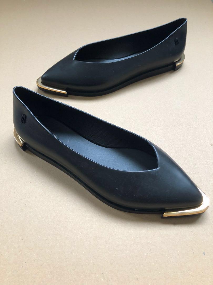 Melissa Black Spice Gold Tipped Flats 
