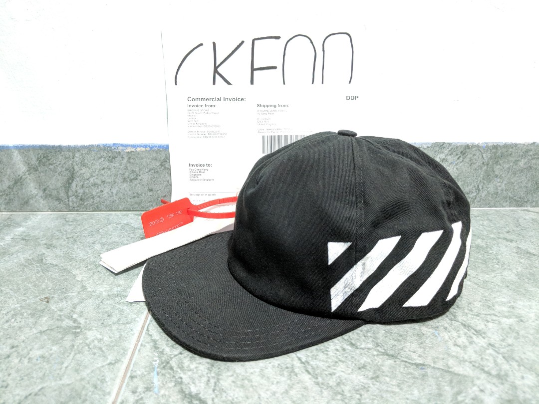 off white diagonal baseball cap