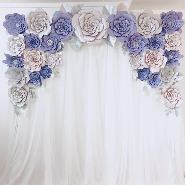Paper Flowers Backdrop With Fairy Lights Design Craft Others