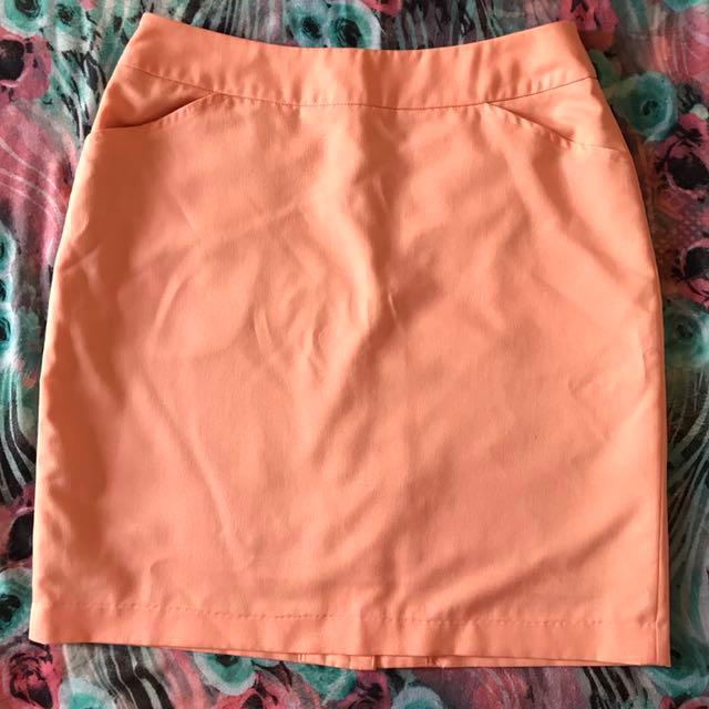 pink pencil skirt salmon