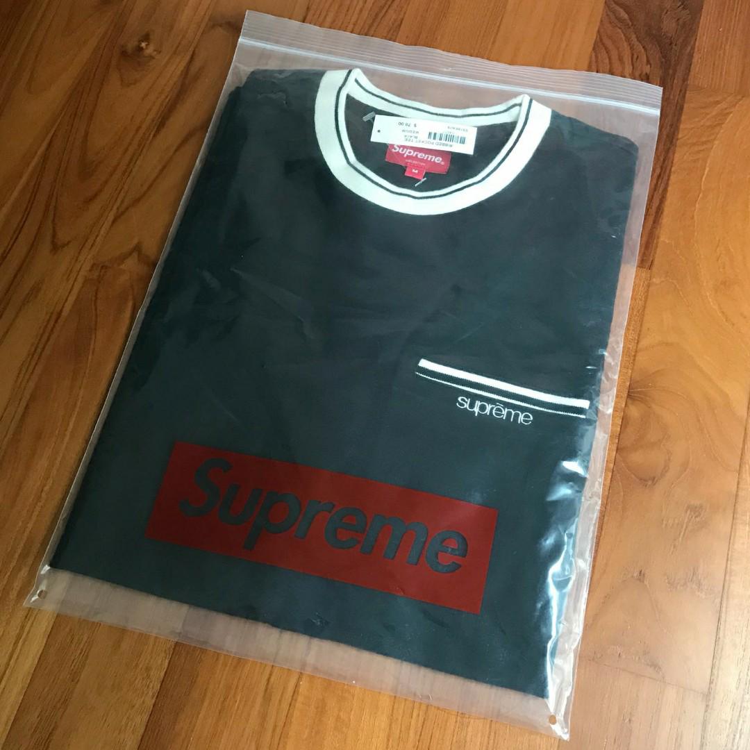 Supreme Ribbed Pocket Tee Black MEDIUM Men s Fashion Tops Sets Tshirts Polo Shirts on Carousell
