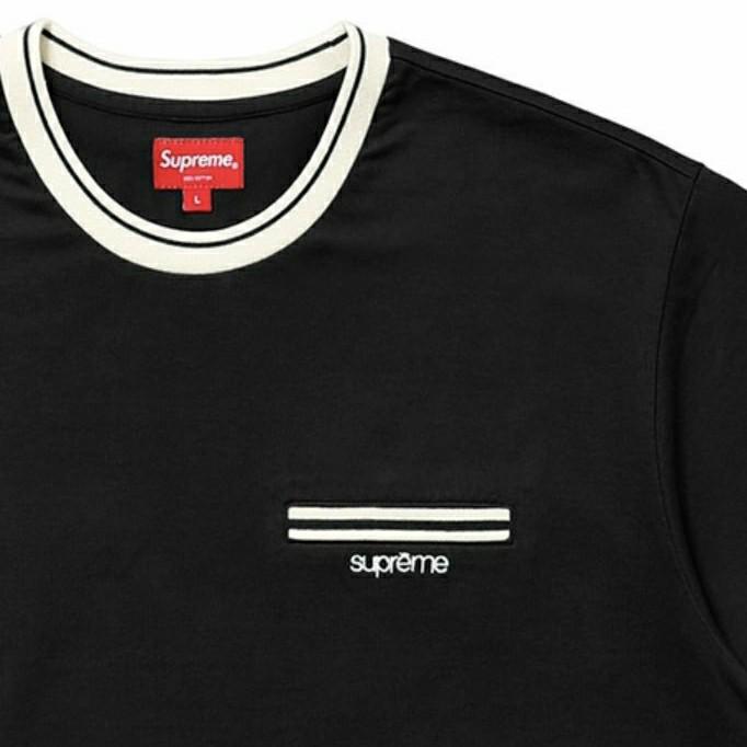 Supreme Ribbed Pocket Tee Black MEDIUM Men s Fashion Tops Sets