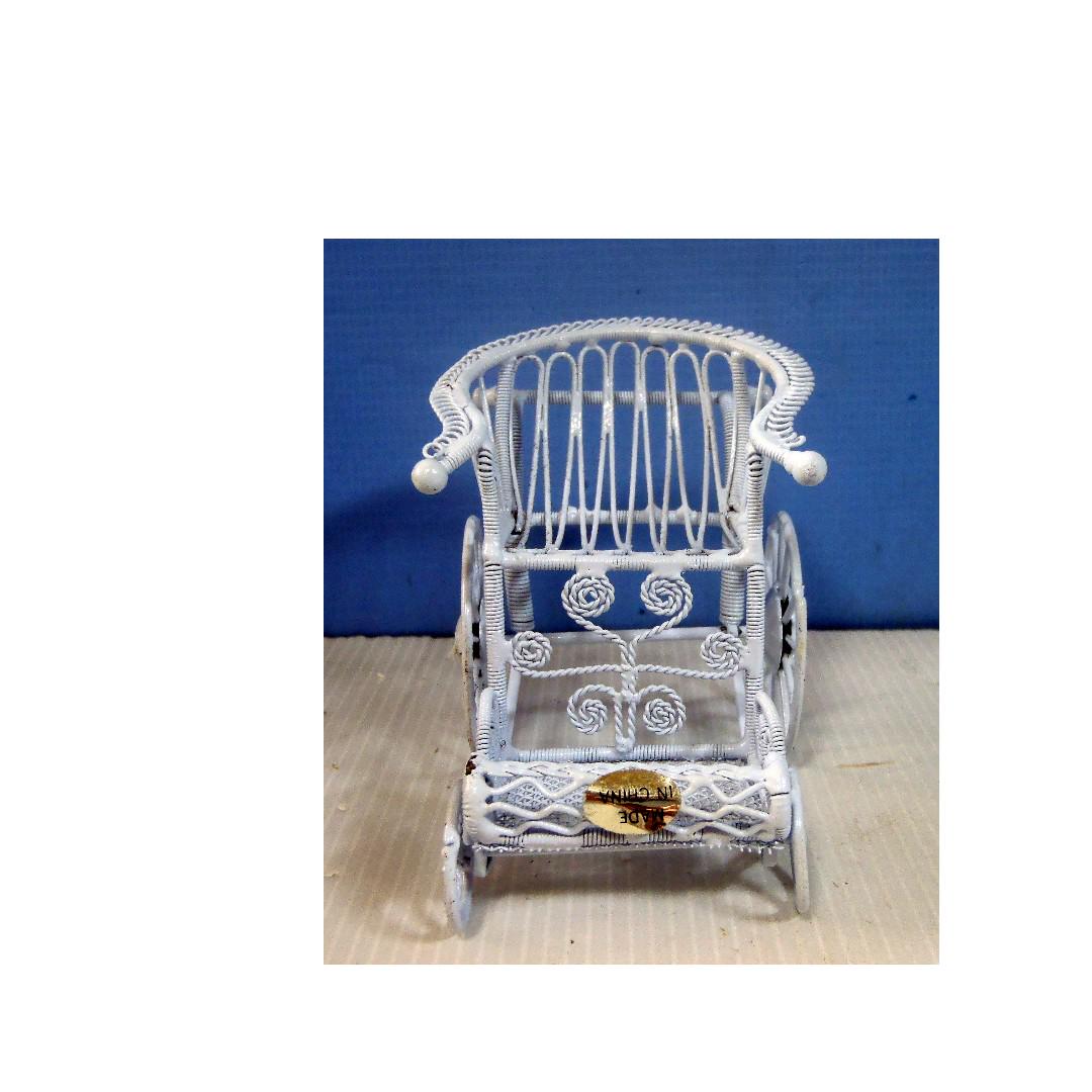 Vintage metal wire chair on wheel circa 1970s new, Hobbies & Toys, Memorabilia & Collectibles