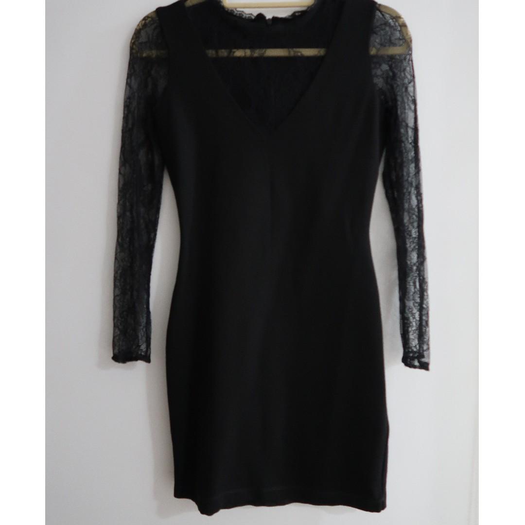 zara black long sleeve dress