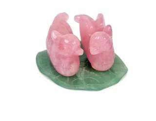 Feng Shui Mandarin Ducks / Yuan Yang Home Decor Rose Quartz