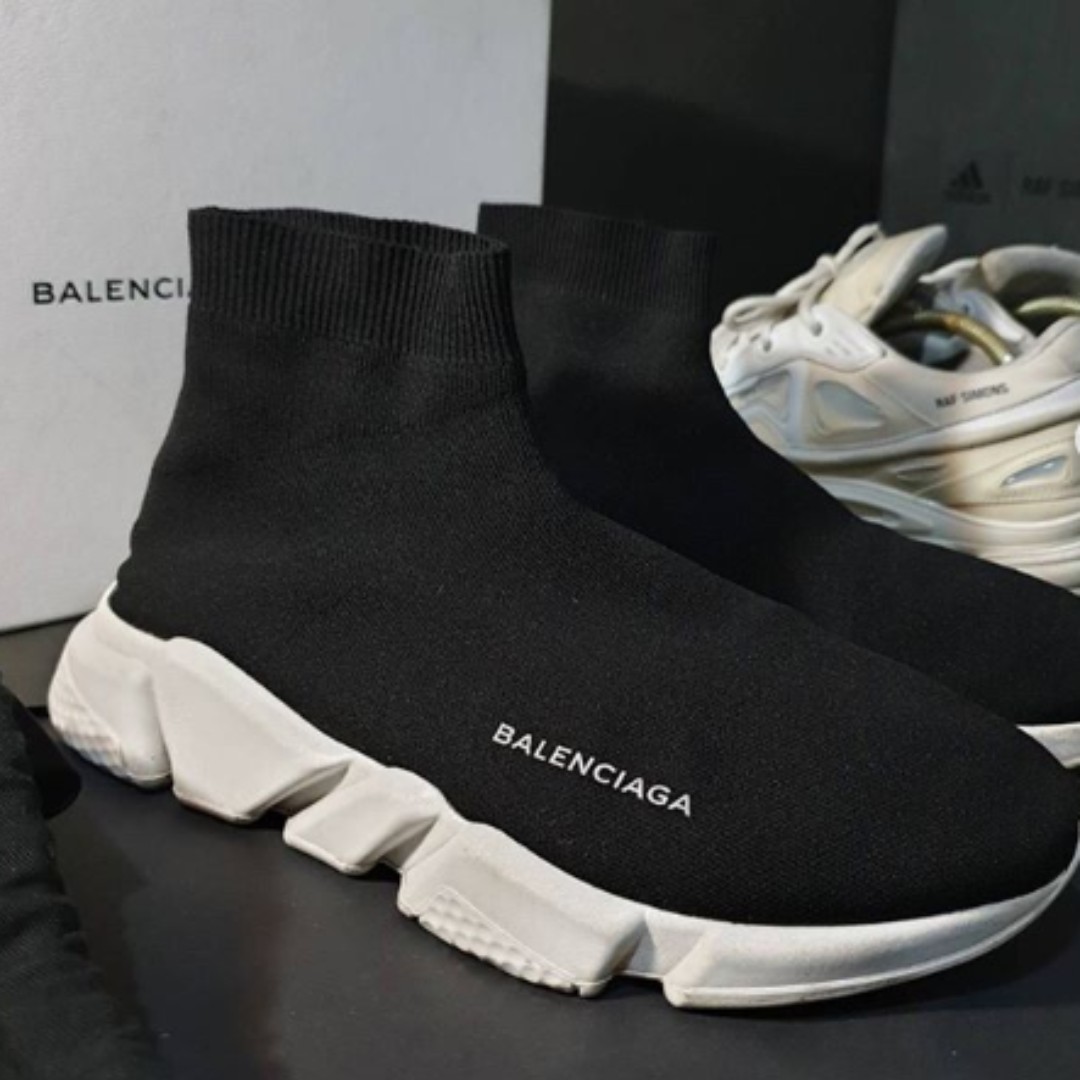 womens balenciaga speed trainers knit high noir blanc 03fb018