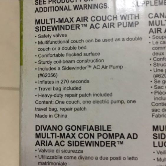 Bestway Comfort Quest A 13054e Multi Max Air Couch With Sidewinder Ac Air Pump Furniture Others On Carousell