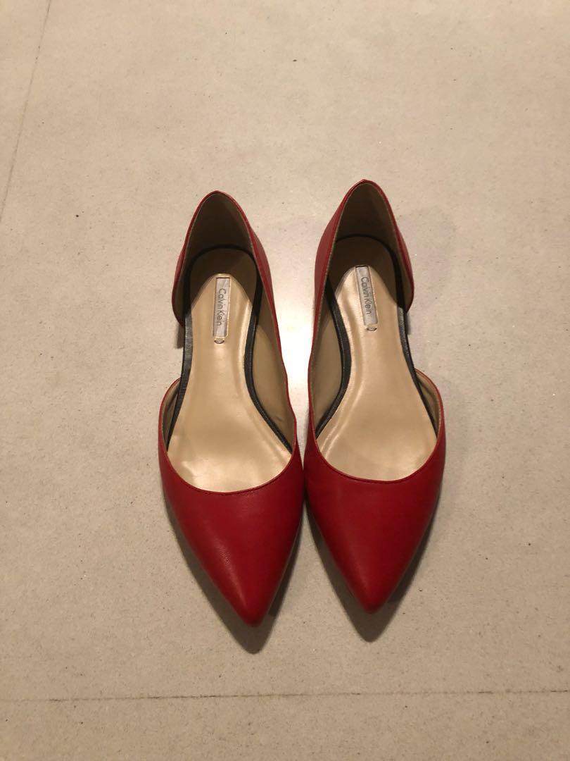 calvin klein red flats