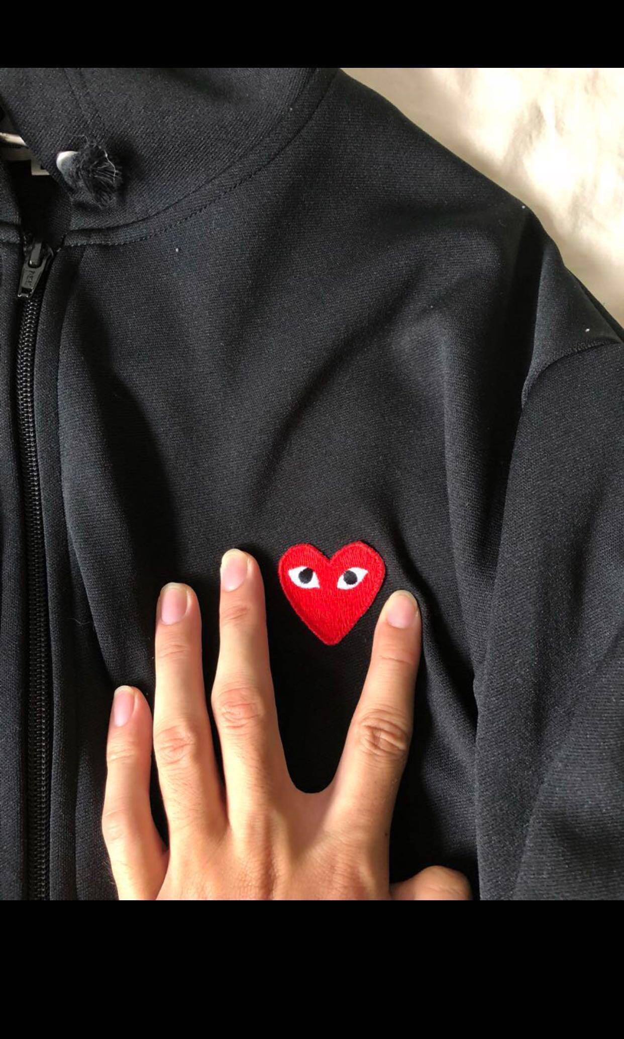 CDG Play Black Heart Zip Up Hoodie Men s Fashion Tops Sets