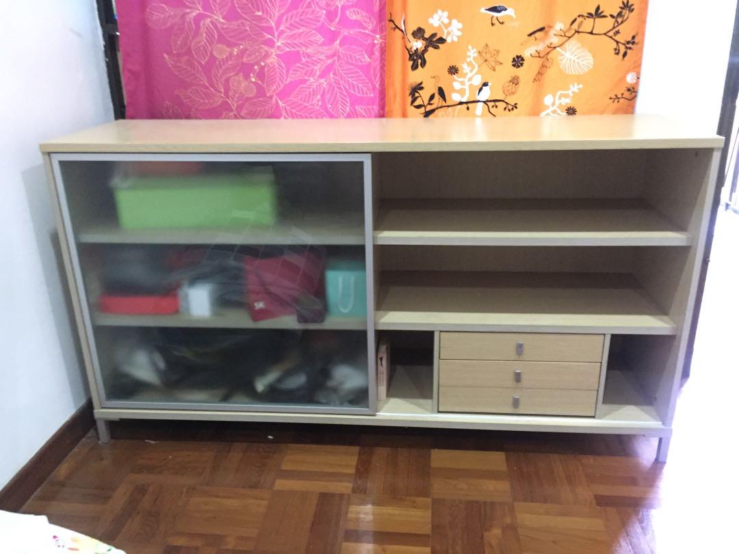 Dresser Display Cabinet With Frosted Glass Sliding Door