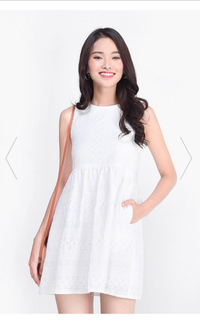 white eyelet babydoll dress