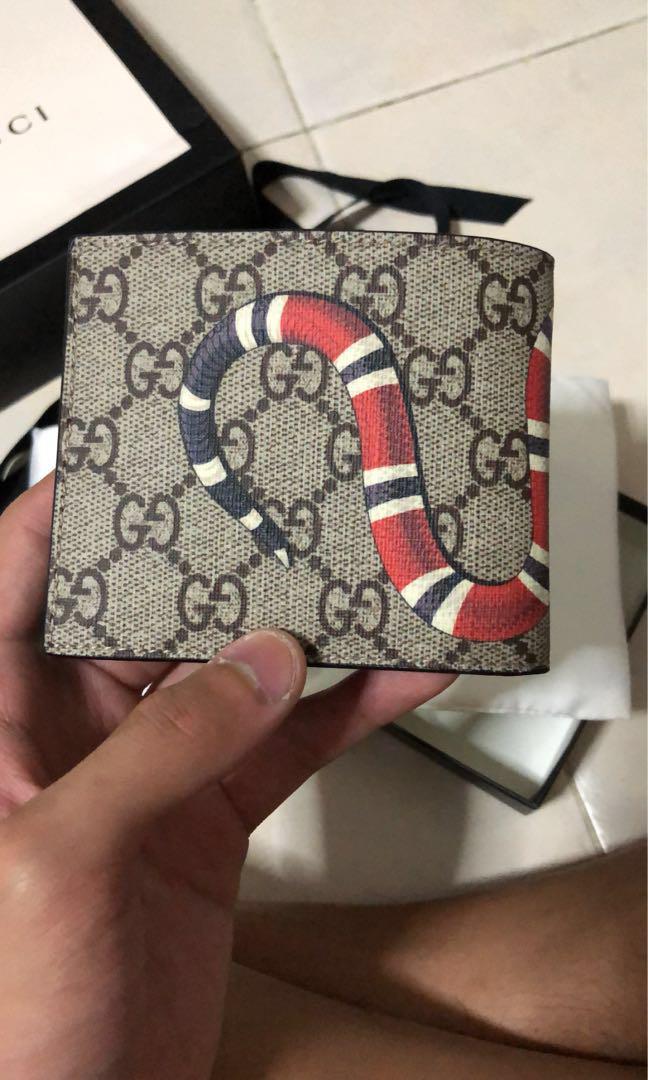 Gucci GG Supreme Snake Wallet Beige
