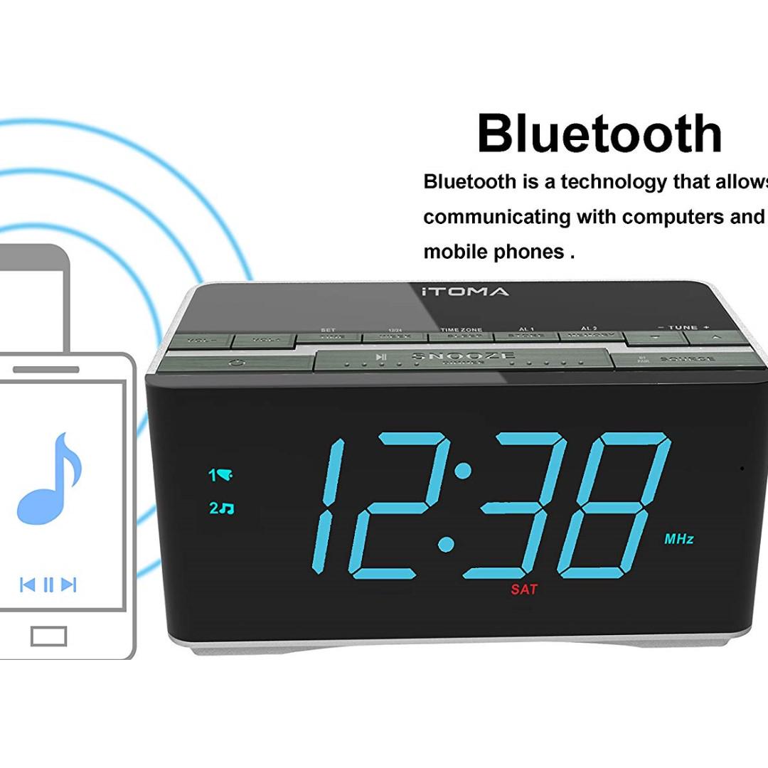 iTOMA Alarm Clock Radio with Wireless Bluetooth Stereo Speakers,Digital