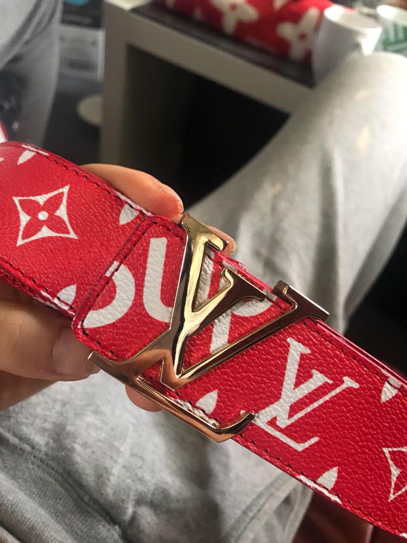 Lv x supreme belt gold buckle, Men's 