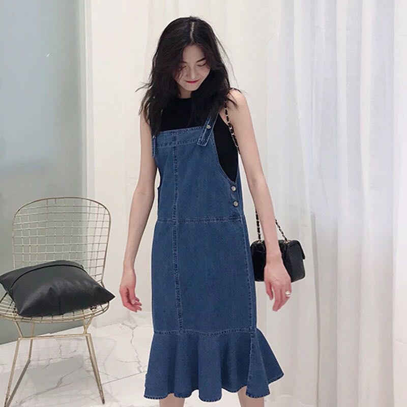 women's denim jumper dress