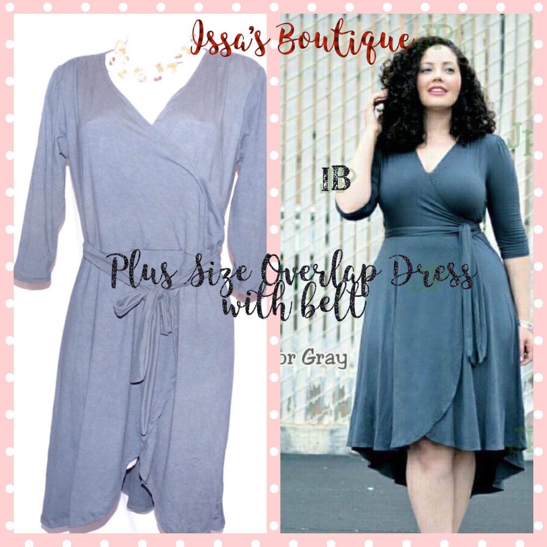 Plus Size Overlap Dress With Belt Women S Fashion Clothes