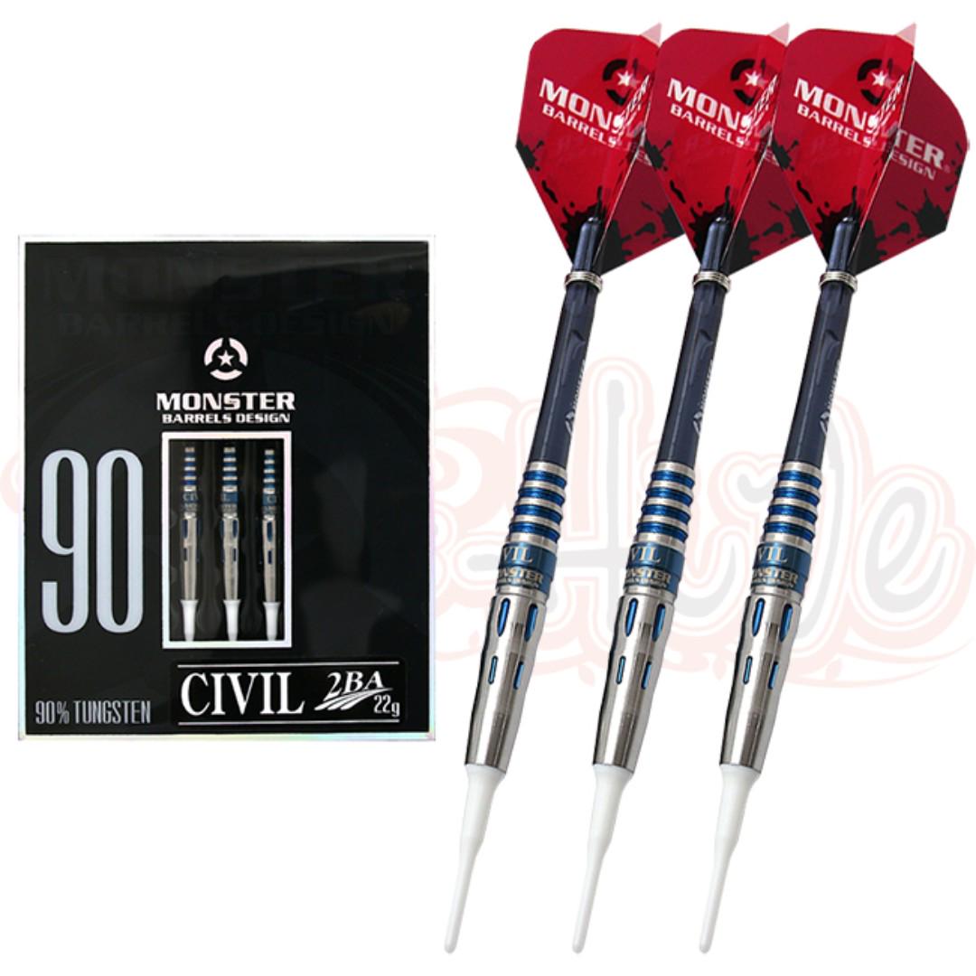 [SALE] Monster Civil 22g 90 Tungsten Soft Tip Darts, Sports