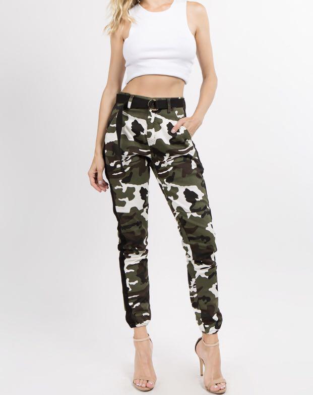camo twill joggers womens