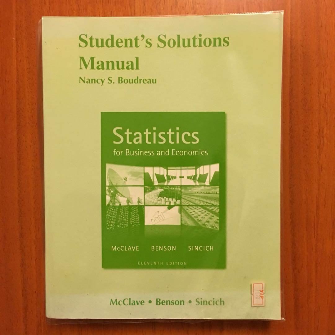 Statistics for Business & Economics - Student's Solutions Manual, Books &  Stationery, Textbooks, Tertiary on Carousell
