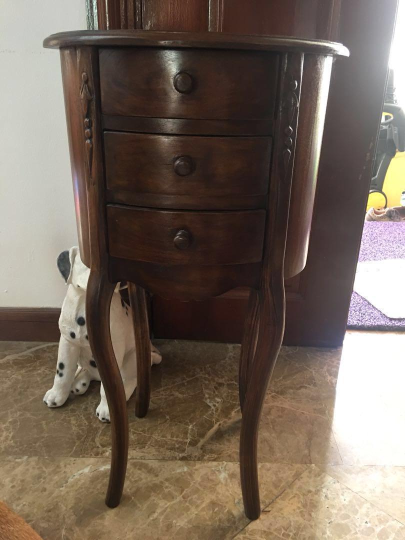 Teak Side Table Round Oval Shaped Top Furniture Tables