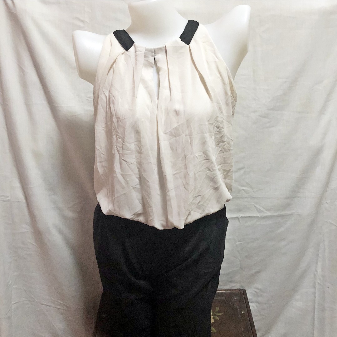 jumpsuit white top black bottom