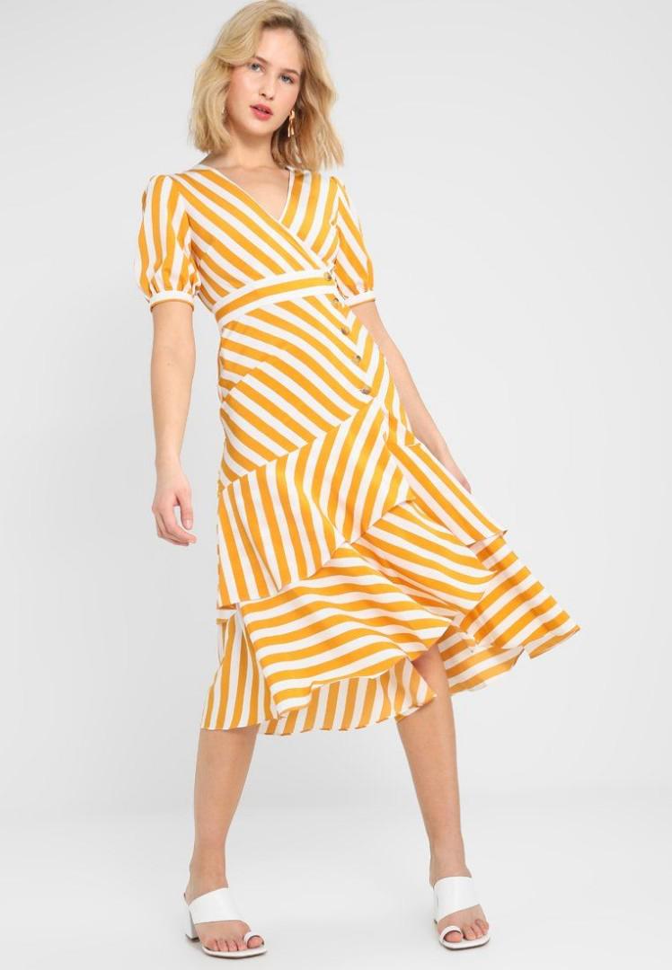 Topshop Stripe Ruffle Midi Dress mcsfashion