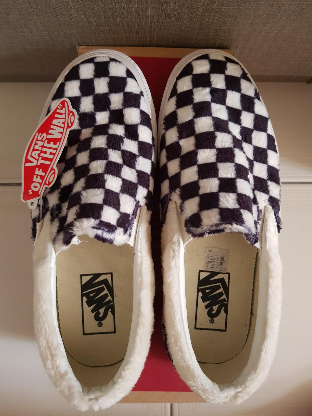Furry checkerboard vans shop