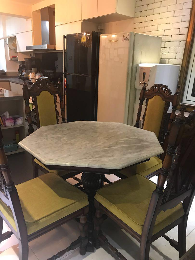 Vintage Marble Top Dining Table Furniture Tables Chairs On Carousell
