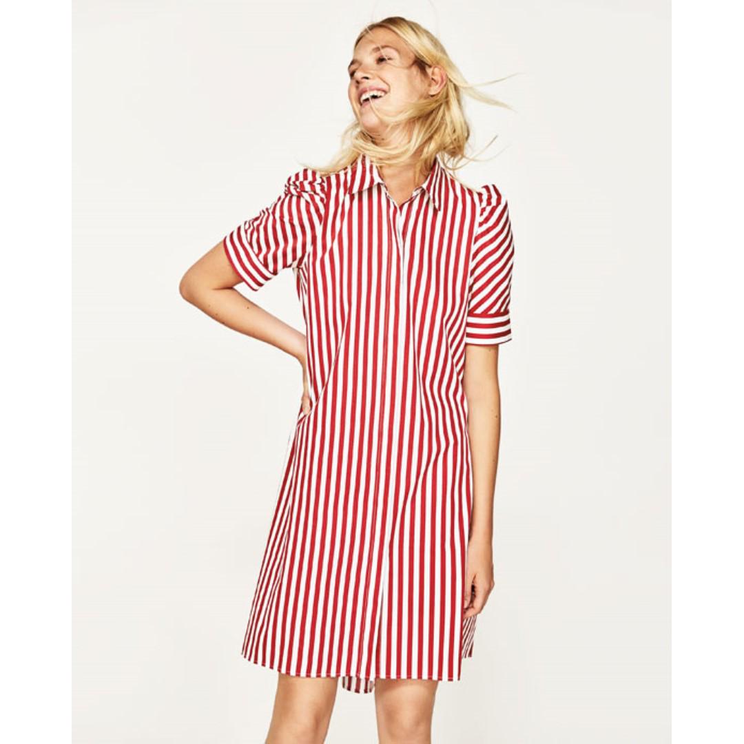 ZARA STRIPED SHIRT STYLE TUNIC DRESS Women s Fashion Tops Blouses on Carousell