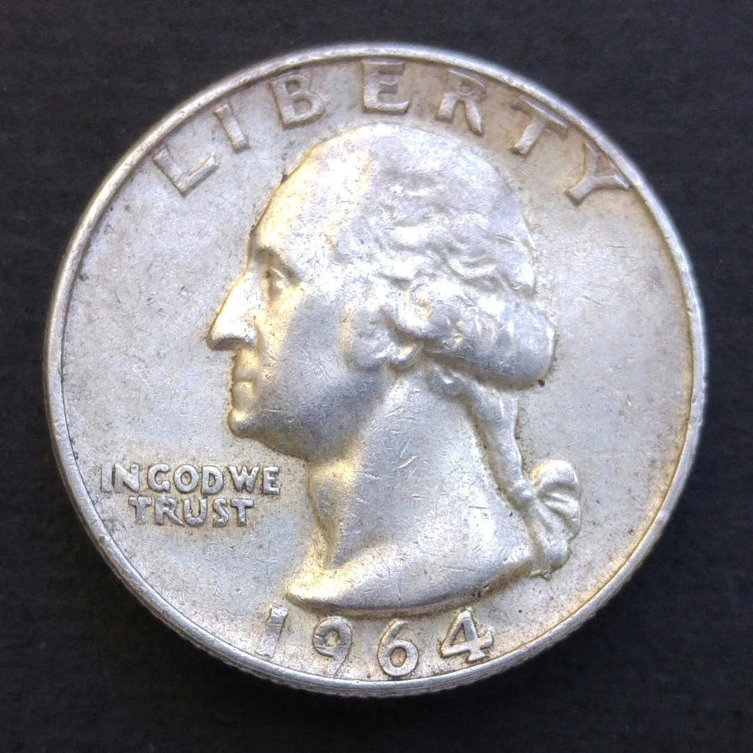 銀幣-02]1964 美國華盛頓25分美金銀幣一枚, 興趣及遊戲, 收藏品及紀念品, 錢幣- Carousell