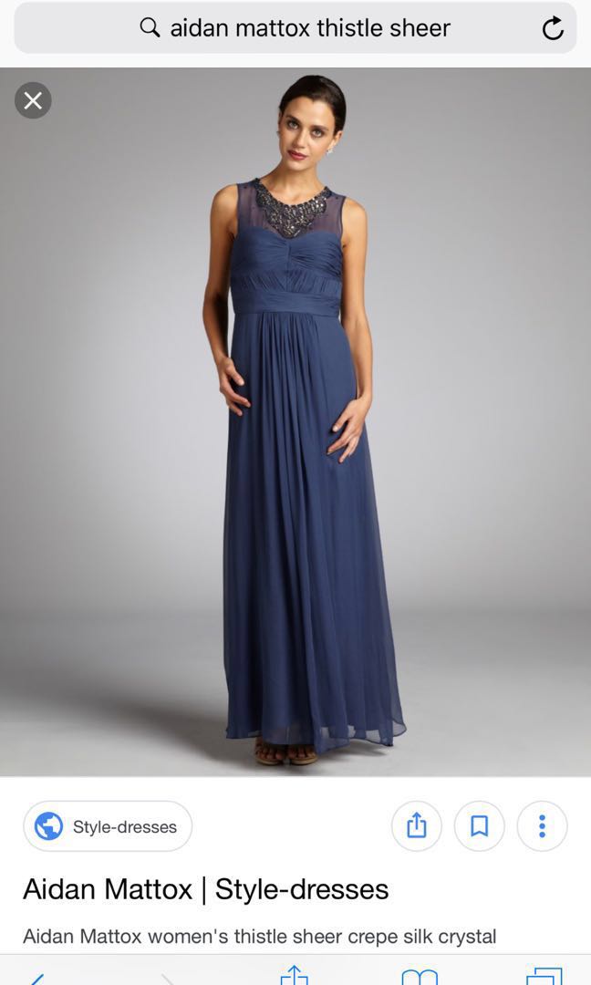 Aidan Mattox women s thistle sheer crepe silk crystal embellished