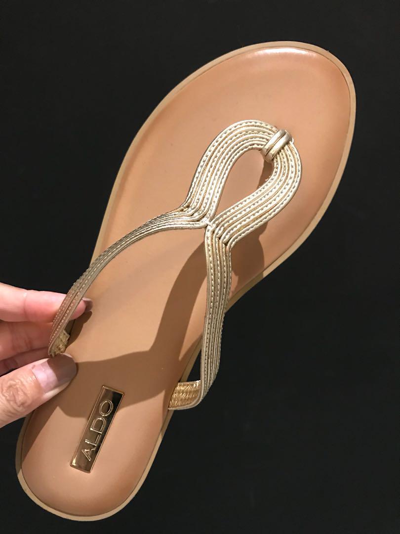 aldo gold flip flops