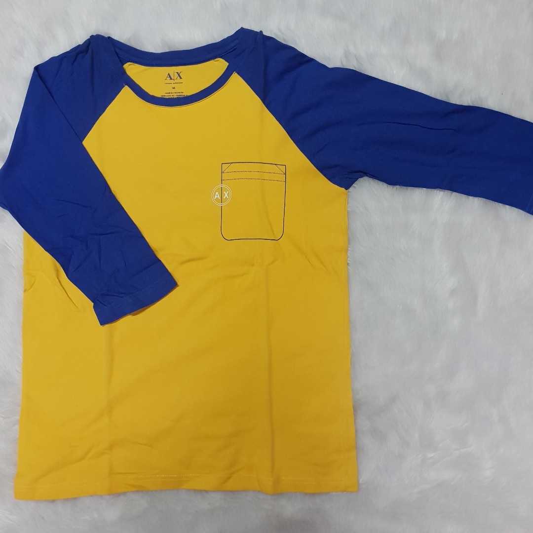 Yellow and blue long sleeve shirt clearance