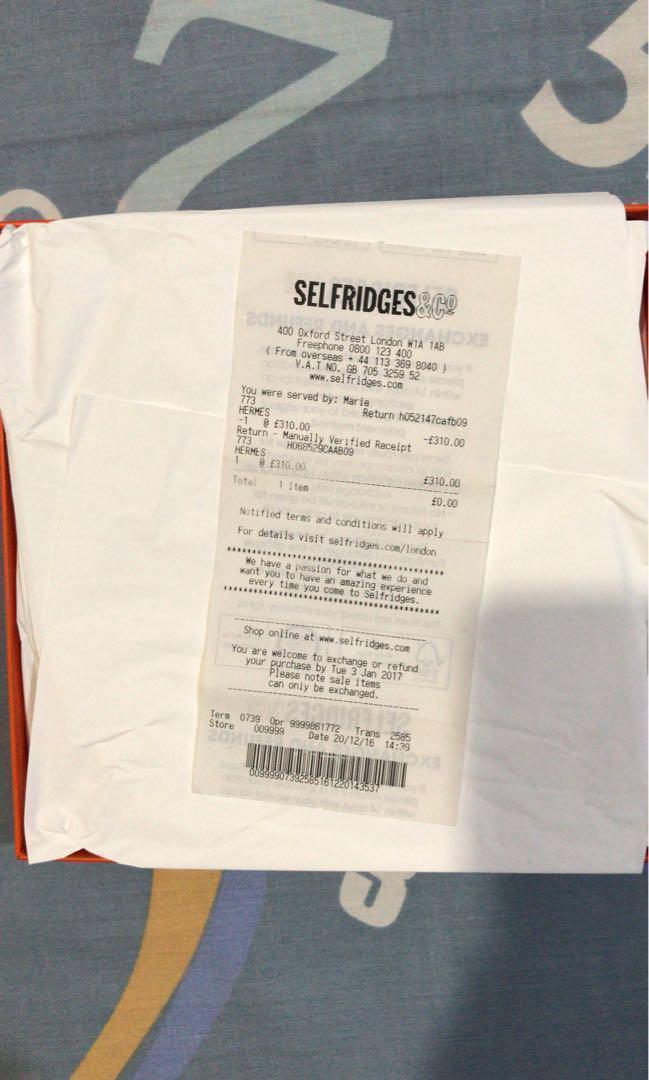 hermes belt receipt