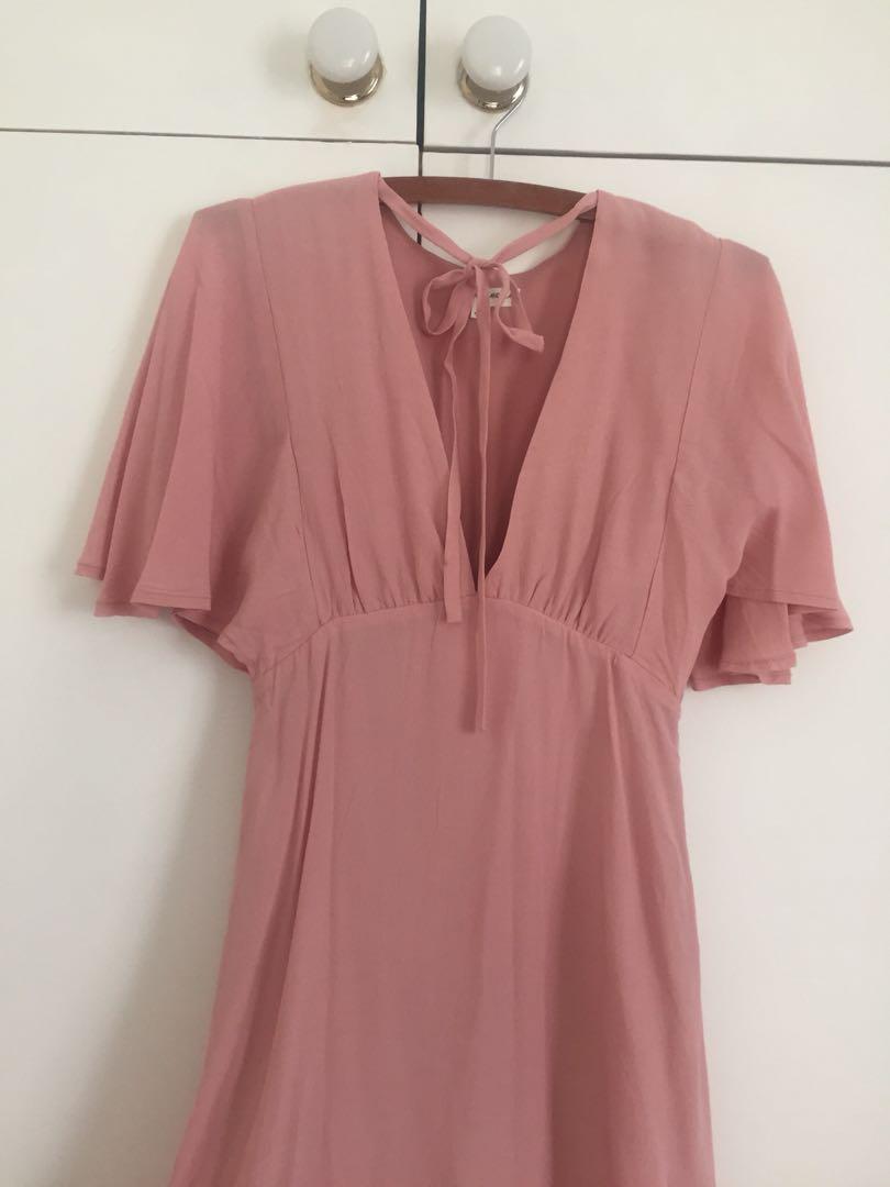 Cotton Candy La Dollskill Pink Plunge Neck Tie Neck Floaty Mini