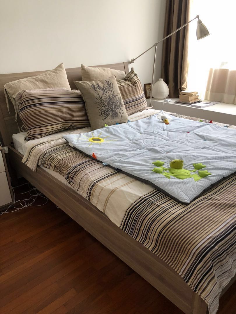 Giving away an Ikea Nyvoll bedframe + mattress , Furniture & Home