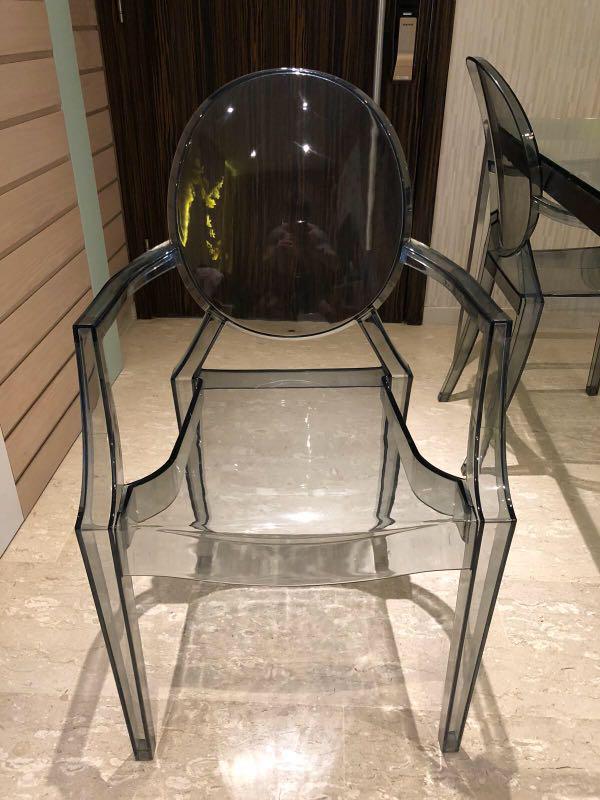Glass Top Dining Table & Kartell Louis Ghost Chair (Replica), Furniture