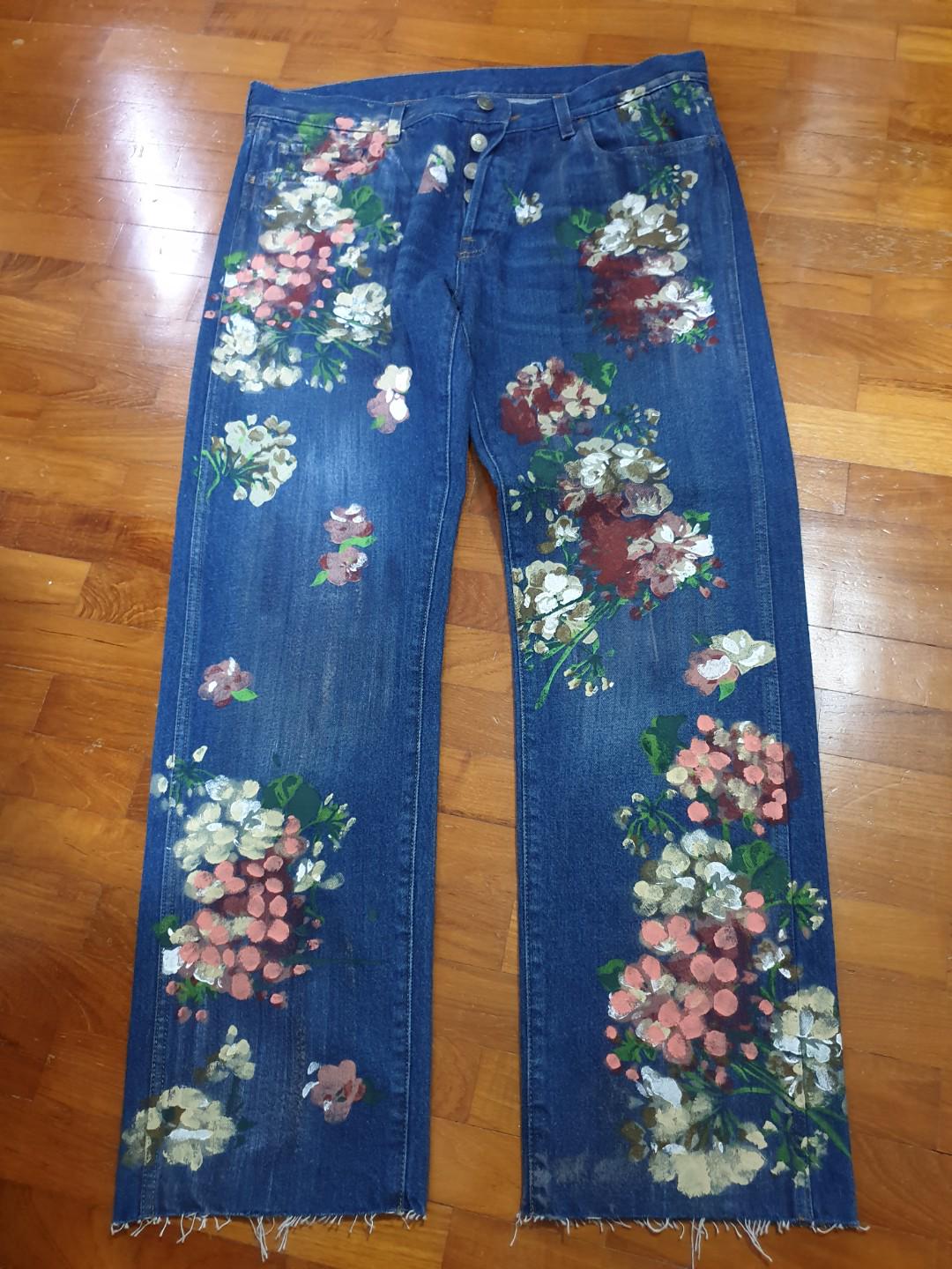 gucci floral jeans