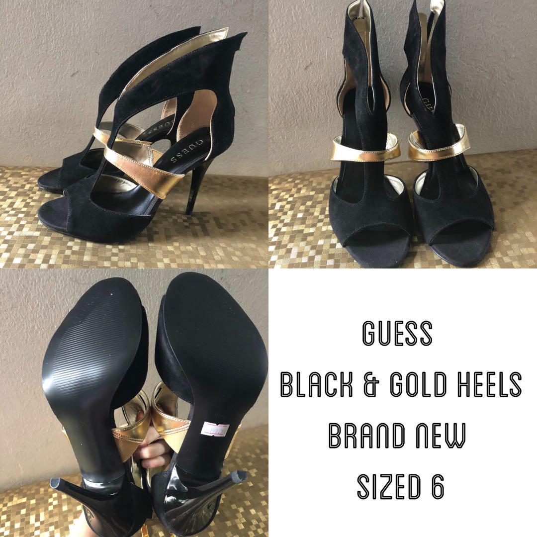 GUESS Black \u0026 Gold Heels, Women's 