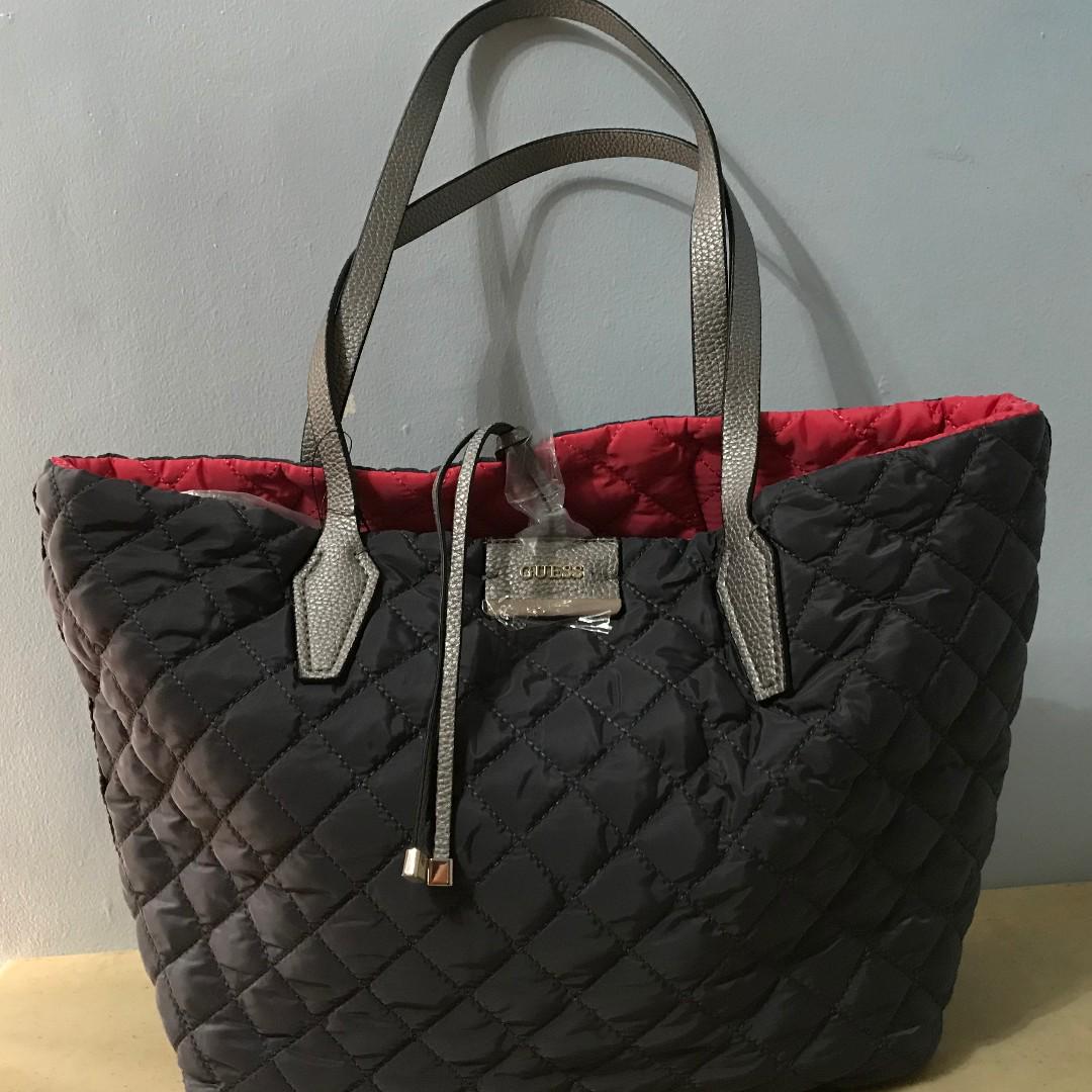 Guess Bobbi Inside Out nylon Set Reversible Bag Quilted Grey pink tote Women s Fashion Bags Wallets Cross body Bags on Carousell